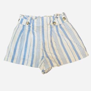 Forever 21 High Waist Striped Paperbag Shorts Blue & White XS